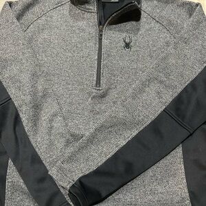 Grey and black mens sweater with 1/4 zip neck